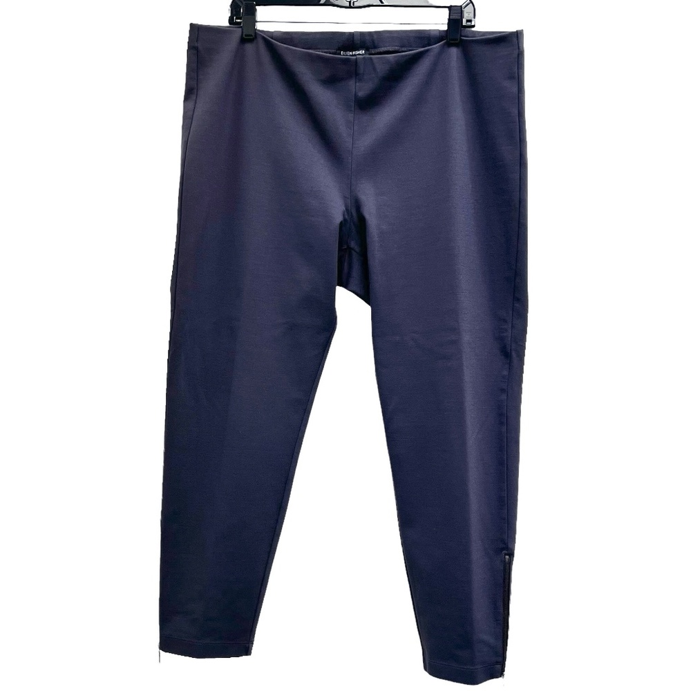EILEEN FISHER CHARCOAL GRAY ZIP ANKLE PONTE KNIT PULL ON PANTS